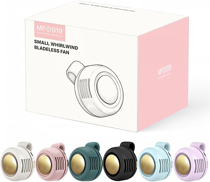 Portable Clip-On Fan, Mini USB Rechargeable 360° Rotatable Fan, Personal Fan 3-Speed Silent Mini Bladeless Fans (Assorted Color(Random Delivery One Color))