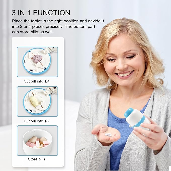 Pill Cutter Splitter for Small and Tiny Pills with Stainless Steel Blade for Cutting Small or Large Pills in Half or Quarter Suitable for Cuting Vitamins, Tablets