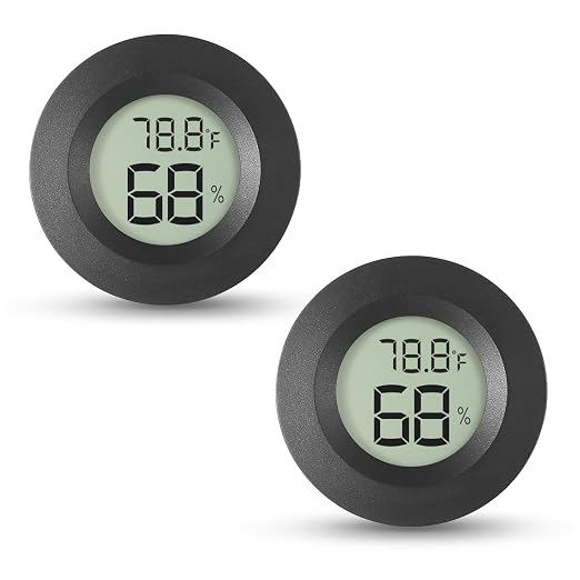 Atogou 2-Pack Mini Hygrometer & Thermometer, Indoor Digital Humidity Meter | ℉/℃, Outdoor Gauge Temperature for Home, Office, Reptile, Car, Greenhouse, Lab, Terrarium, Cellar.. A01 Black