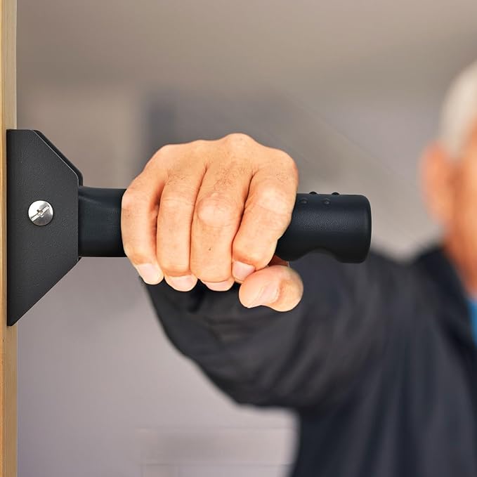 Flip up Grab Bars for Elderly for Wall, 6 inch Folding Doorway Assist Handle, Handicap Grab Bars for Doorframe, Stairs Steps, Mobility Aids for Elderly, Seniors and Alzheimer (Black)