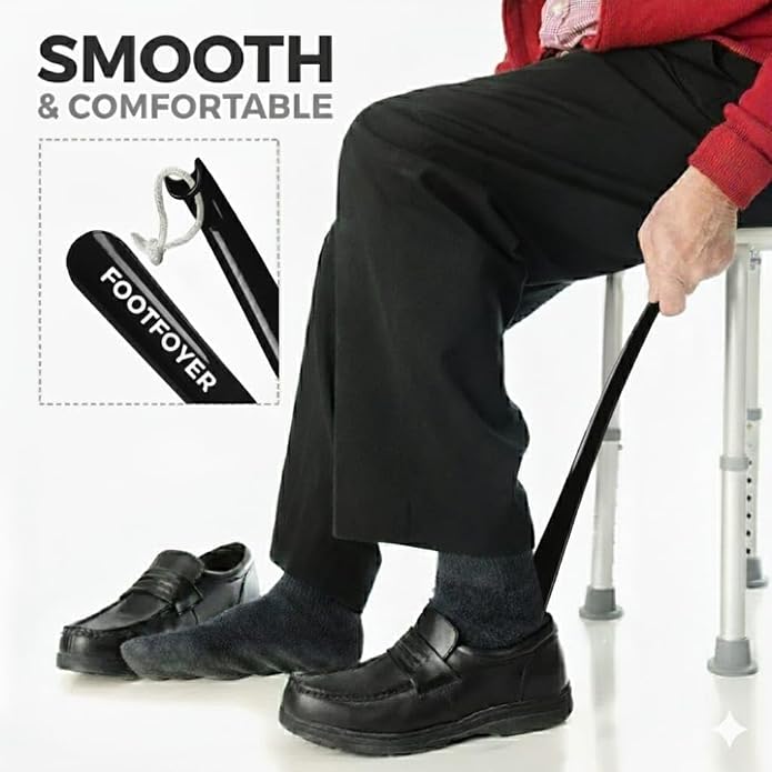 Long shoehorn that is comfortable to wear and has a handle is ideal for both men and women