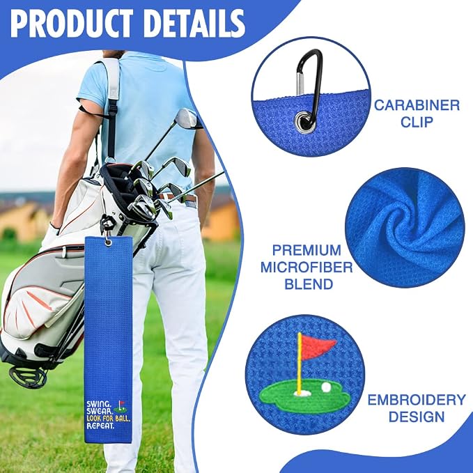 Hafhue Swing Swear Look for Golf Towel, Golf Accessory for Golf Bags, Embroidered Golf Towels with Clip, Retirement Gifts for Grandma Mom Sister Golfs Lover, Christmas Birthday Gifts for Men