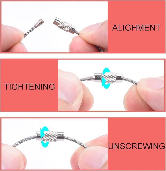 CooBigo 12 Pack Metal Luggage Tag Loops Holder Women 6" Wire Keychain Cable Key Chain Rings for Crafts Keyrings Bag Tassels Jewelry Making (12 Assorted Color, 1.5mm)