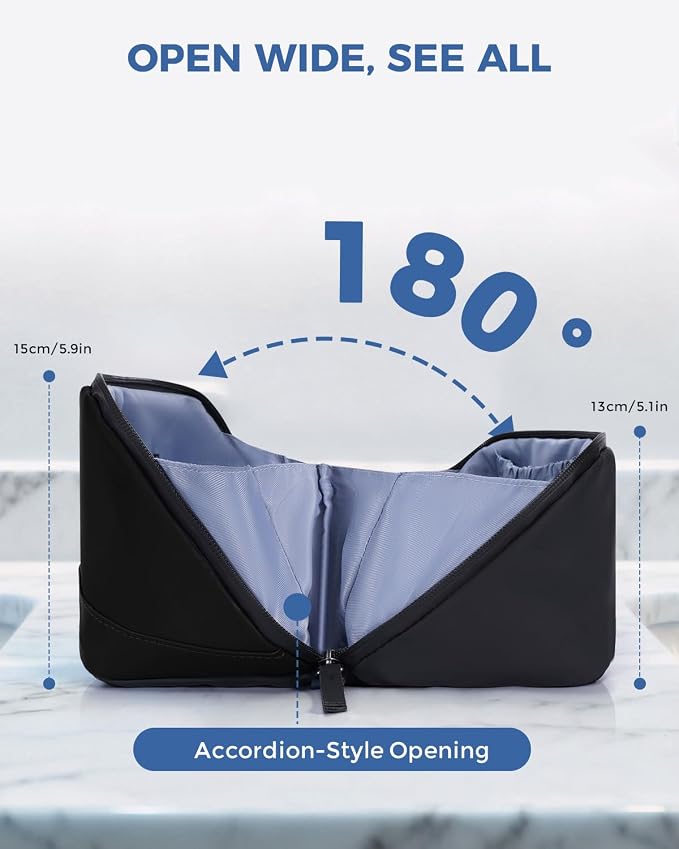 WANDF PU Leather Toiletry Bag for Men, Dopp Kit with Hanging Pouch | Water-Resistant Fabric, Travel Bag for Toiletries, Compact Storage, Shaving Accessories, Weekend Trips