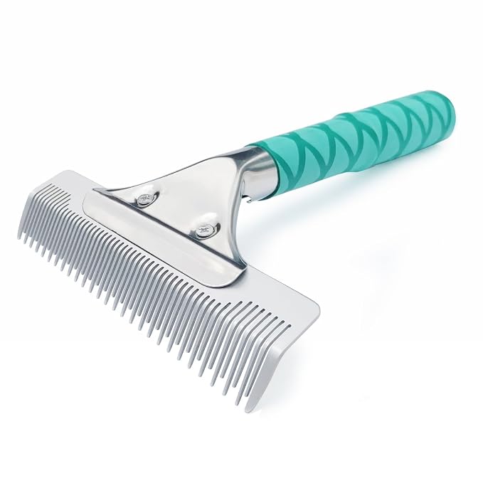 Dog Brush for Shedding, Pet Deshedding Brush Grooming Tool, Dual Length Stainless Steel Undercoat Rake, 6" Wide Shedding Brush with Comfort Grip Handle, Easy Clean - GREEN