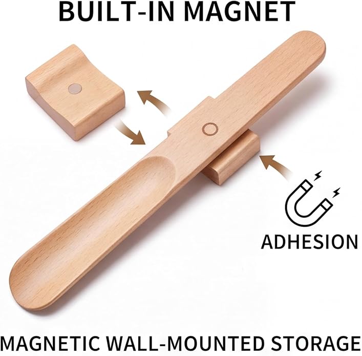 Shoe Horn Long Handle for Seniors Men Women 11.8" Magnetic Base Wall Mounted | Shoe Helper Wooden Horn Long Handle Wall Mounted Boot Horn for Seniors Men Women Pregnancy Kids Without Bending,Gift Idea