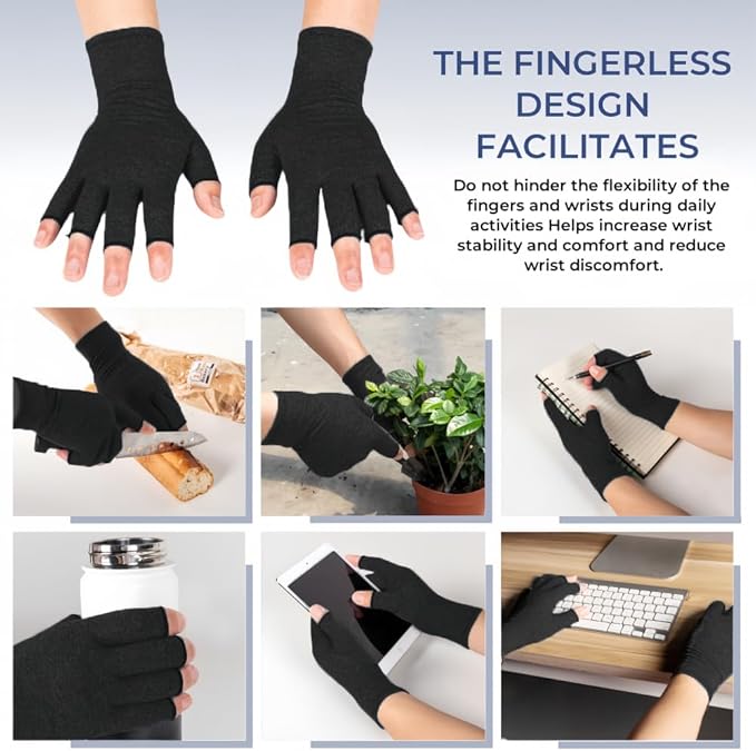 Arthritis Gloves for Women for Pain, Men and Women Fingerless Compression Wrap for Hand Pain and Osteoarthritis Compression Gloves Women,XL,Black