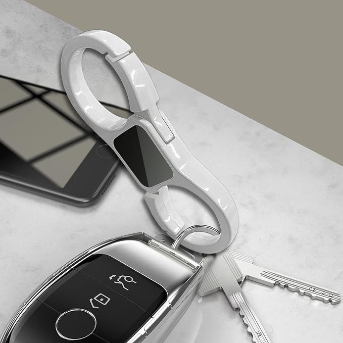 Idakekiy Key Chain Quick Release Spring with 4 Key Rings Heavy Duty Car Keychain Organizer for Men and Women