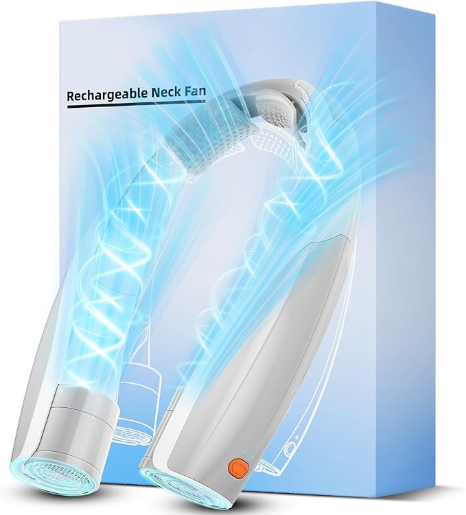 Portable Neck Fan, 6 Speeds Rechargeable Personal Fan with AI Chips, Hands-Free 360° Faster Cooling Wearable Fan, Ultra Quiet for Home, Office, Travel, Indoor, Outdoor - Grey