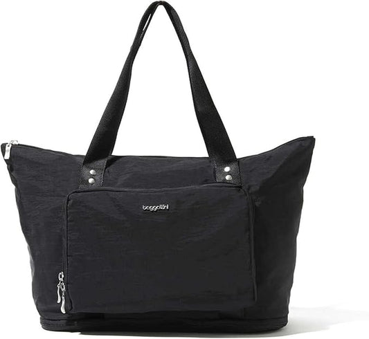 Baggallini Carryall Expandable Lightweight Travel Tote 22" Packable Folding Compact Nylon Washable Weekender w/Luggage Sleeve