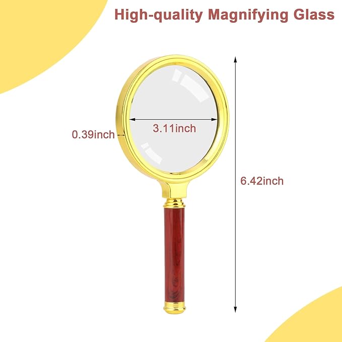 Rongon Handheld Magnifying Glass, 7X Reading Magnifier with Cleaning Cloth, 80MM Lens Antique Magnifying Loupe for Seniors Hand Lens for ‌Book Reading‌ Insect and Hobby Observation