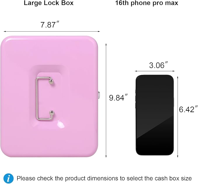 Jssmst Cash Box with Tray - Light Purple Money Box with Key Lock, Money Saving Box Lock Box, 9.84'' x 7.87'' x 2.6'', Light Purple