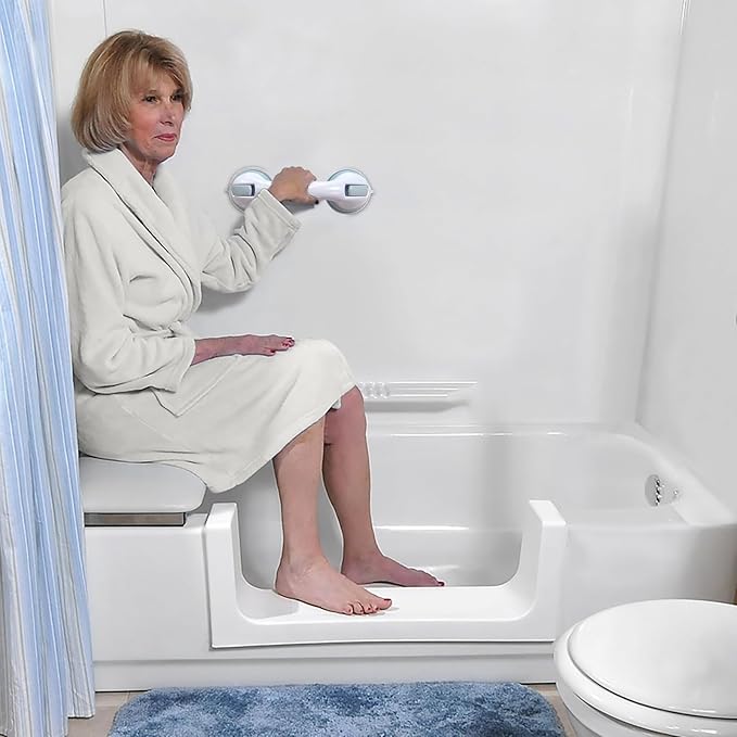 AirTight® Grab Bars for Shower Heavy-Duty (2Pack) 12.3-Inch ADA Compliant Grab Bar for Seniors Shower Handles for Elderly Suction Handicap Safety Handrail for Bathroom Bathtubs Toilet Tiles Glass