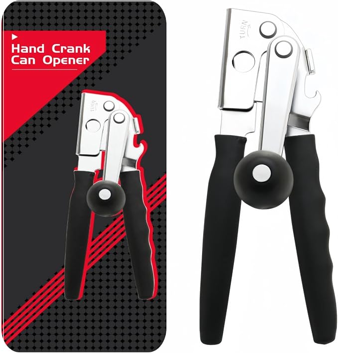 Manual Can Opener for Seniors & Arthritis, Smooth Safe Edge | Effortless long non-slip grips for weak hands. Magnetic lid lifter, fits all standard cans for daily home use.