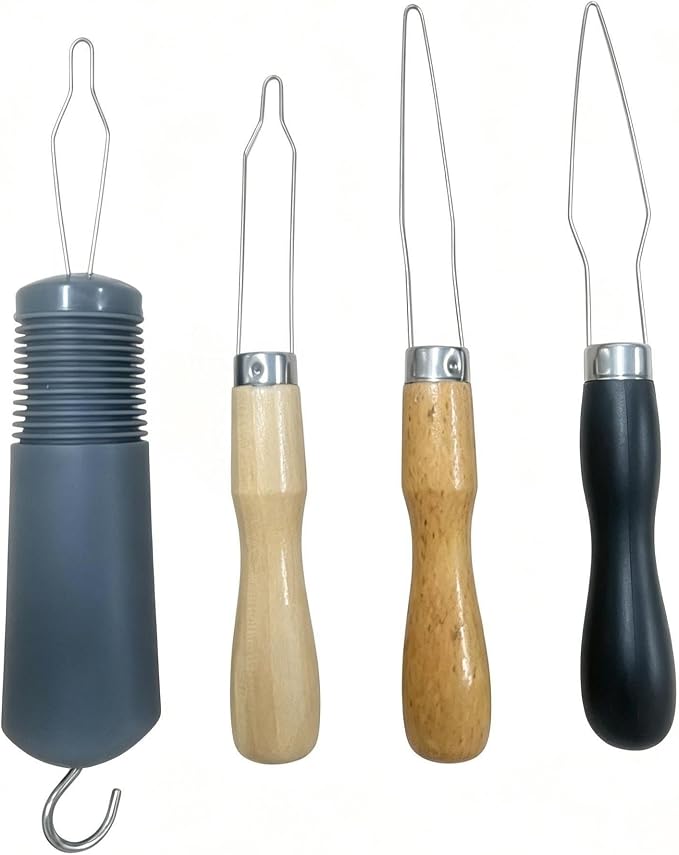 4 Pack Button Hook and Zipper Pull Tool,Ergonomic Wide Grip Button Hook Helper, One Hand Dressing Aid, Snag Free Fabric Friendly Tools for Elderly, Arthritis, Limited Dexterity Hands