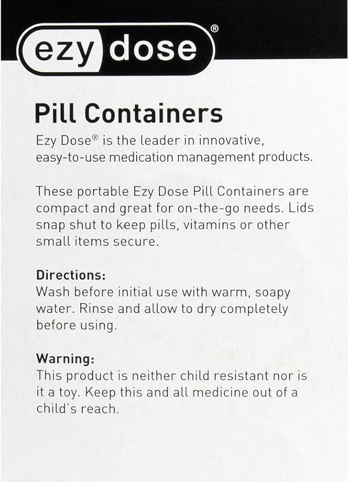 EZY DOSE Daily Round, Compact, Small, Discdrete, Portable On-The-Go Pocket Pharmacy, Pill Box, Organizer and Vitamin Containers, Snap Shut Lids, Travel Friendly, Blue & Pink, 2 Pack, BPA Free