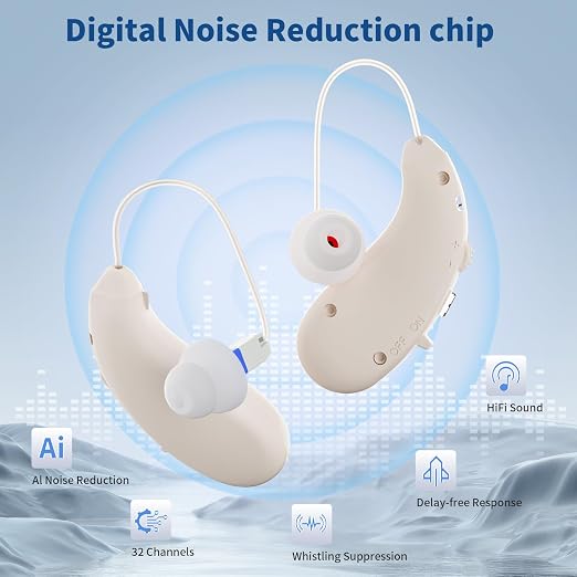 Hearing Aids for Seniors FDA 3-Mode Rechargeable Invisible | FDA-registered digital hearing aid, noise cancelling, 36hr case, 3 modes, lightweight invisible fit for elderly daily use