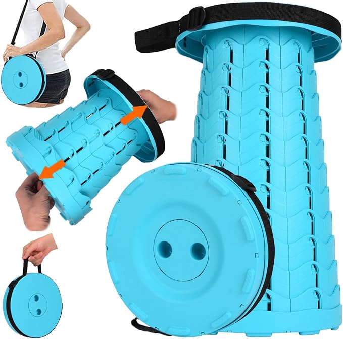 Fishboy Upgraded Collapsible Stool, 400lbs Max Weight, Lightweight But Sturdy, Portable Retractable Folding Telescoping Foldable Camping Stool for Adults Outdoor Fishing Hiking BBQ