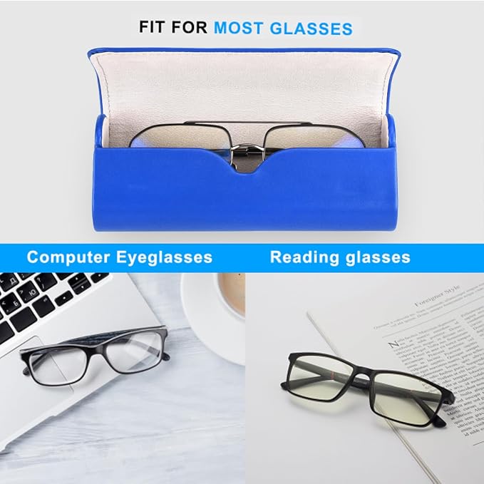 RayLove Hard Shell Glasses Case, Lightweight Leather Eyeglass Case, Travel-Friendly Sunglasses Protector for Men & Women