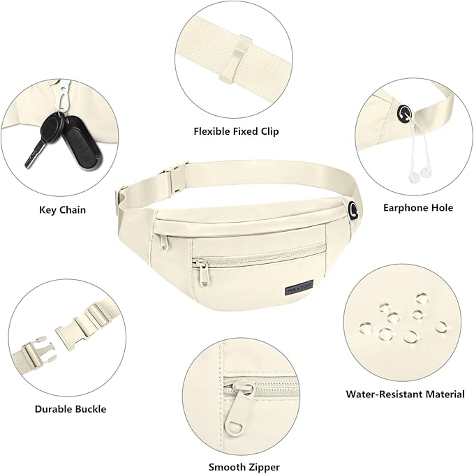 Crossbody Bag Fanny Pack for Women Travel Essential with Adjustable Strap | 4-Zipper Pockets,Key Chain,Stylish,Gifts for Enjoy Sports Yoga Festival Running Casual Shopping