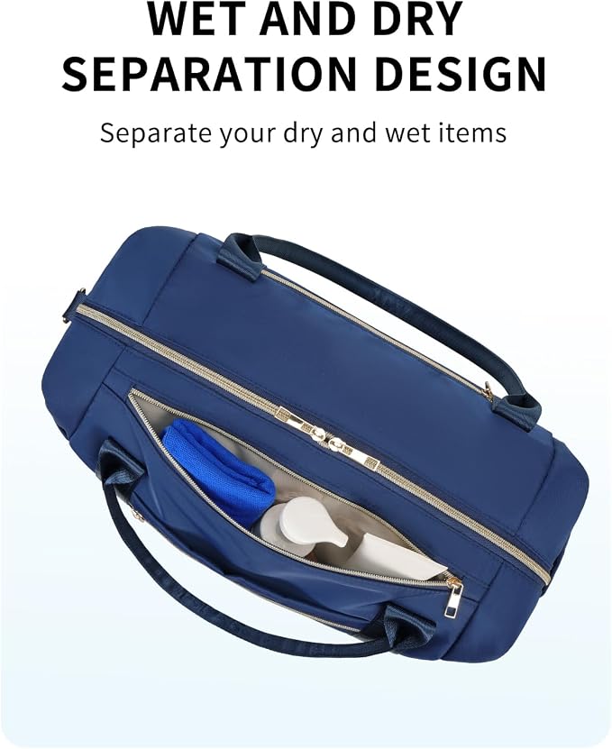 WANDF For Spirit Airlines Personal Item Bag 18x14x8 Underseat with Wet Pocket & Shoe Compartment & Tsa Approved Toiletry Bag