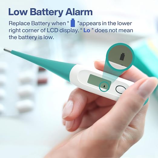 Boncare Digital Thermometer for Adults, Kids & Babies, Clear Blue | Accurate & Safe Oral and Rectal Thermometer with 10-Second Reading and Fever Alarm