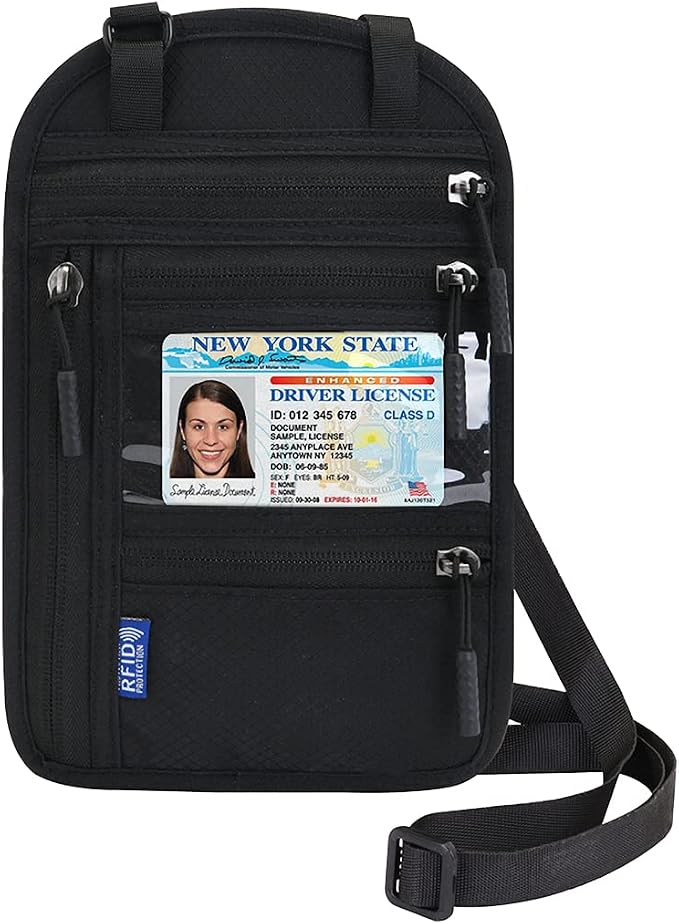 Neck Wallet Lightweight RFID Blocking Waterproof Travel Pouch Passport Wallets for Women Men