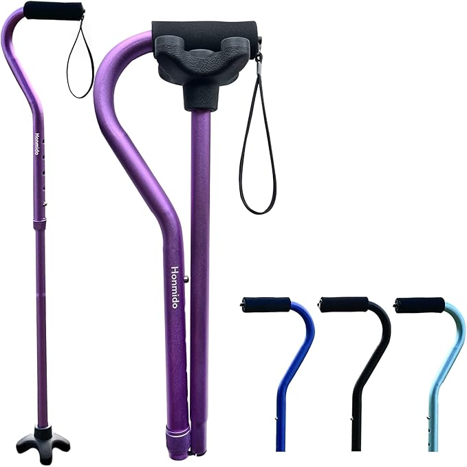 Walking Cane Foldable for Men & Women Seniors for Balance,Self Standing Folding,Height Adjustable Anti-Slip Lightweight Alloy Walking Stick for Travel Mobility Aid