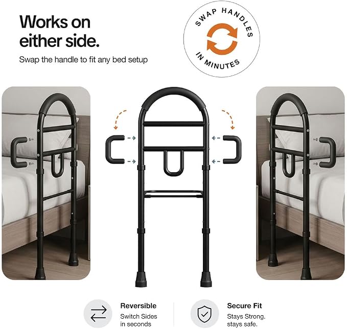 Medical king Bed Rails for Elderly Adults Safety Bed Assist Rails for Seniors with Adjustable Heights ASTM Approved Easy to get in or Out of Bed with Floor Support
