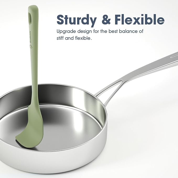 3 Pieces Silicone Spatula Set, Food Grade Rubber Spatula, Upgrade Strong Handle with Ergonomic Grip, Heat Resistant for Nonstick Cookware, Cooking Mix