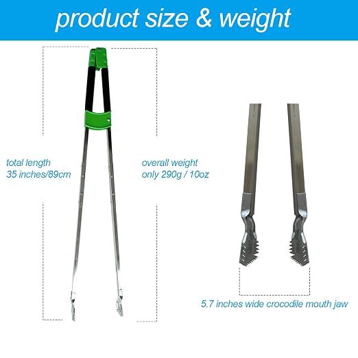 35'' Long Grabber Reacher Tool Heavy Duty, Trash Picker Upper Grabber, Garbage Pick up Sticks, 5.7'' Crocodile Mouth jaw Tested to Grip up to 6 lbs Bricks, Stainless Steel Body, Soft-Grip Handle