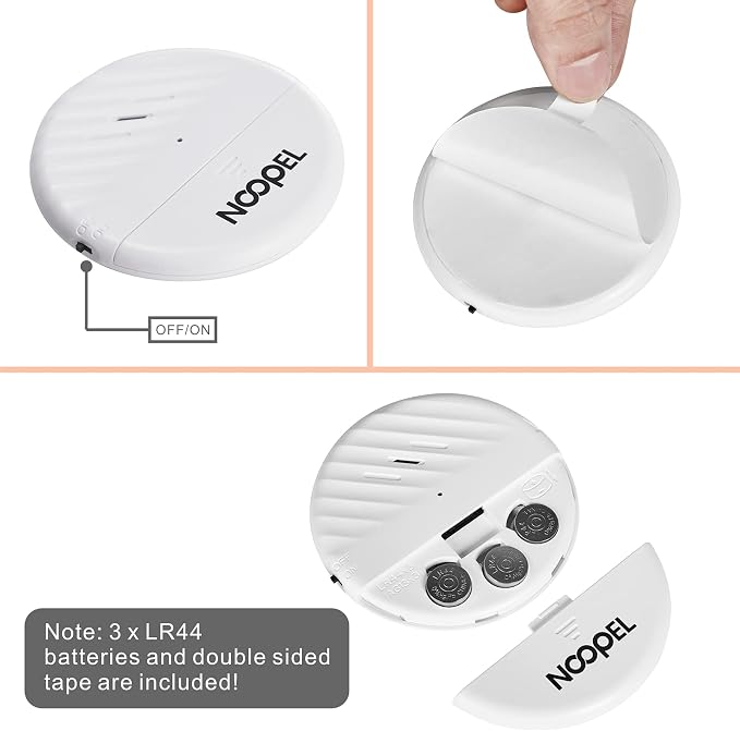Glass Break Sensor 5 Pack, 125dB Loud Vibration Window Alarms for Home Security, Anti-Theft Protection with Adjustable Sensitivity Settings & Low Battery Indicator