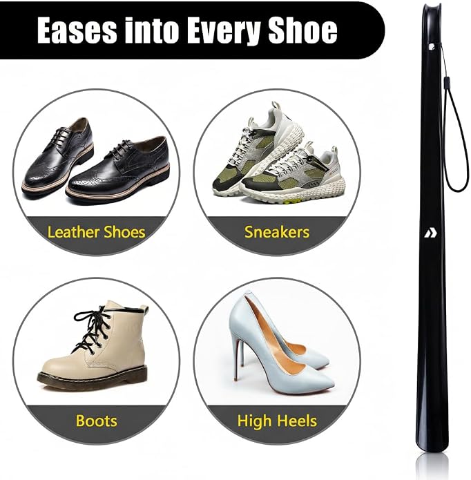 Nextnoid Shoe Horn Long Handle for Seniors - 16.5"-23" Straight & Sturdy Long Shoe Horn for Men, Women & Kids