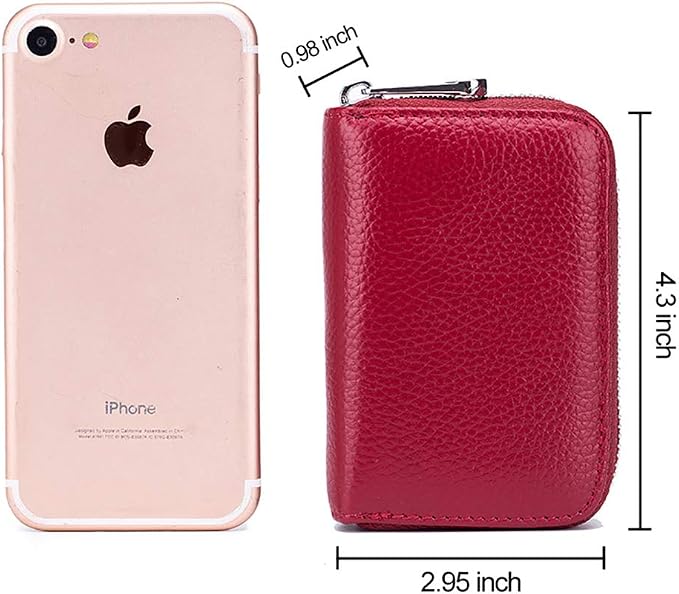 RFID Credit Card Holder Genuine Leather Credit Card Wallet with Zipper | RFID