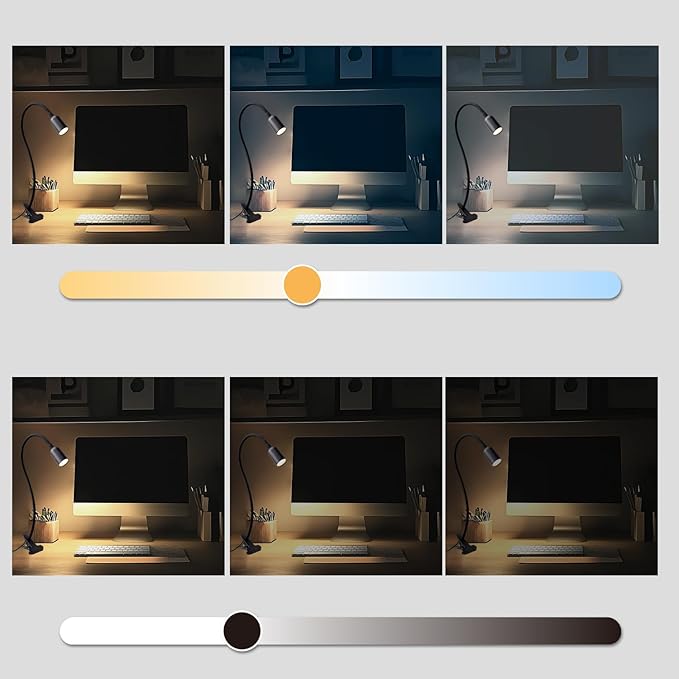 LED Reading Light for Bed Headboard – Dimmable Clip-On Book Light with Flexible Gooseneck, Adjustable Color Temperature (3000/4000/6000K), USB-Powered Desk Lamp for Dorms and Home