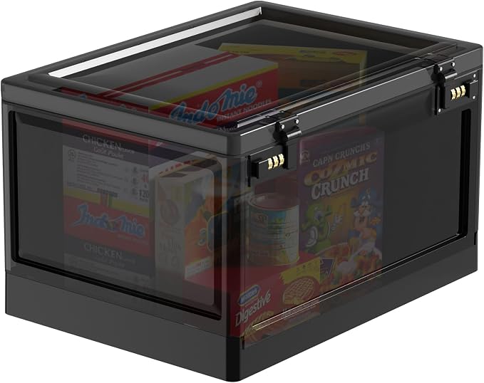 Lock Box with Locker,Lockbox for Office,School,Home Personal Items Safe,Medicine Lockable Cabinet,Food Snacks Container,Files Documents Organizer,Kids Proof Prize Box (Translucent Black)
