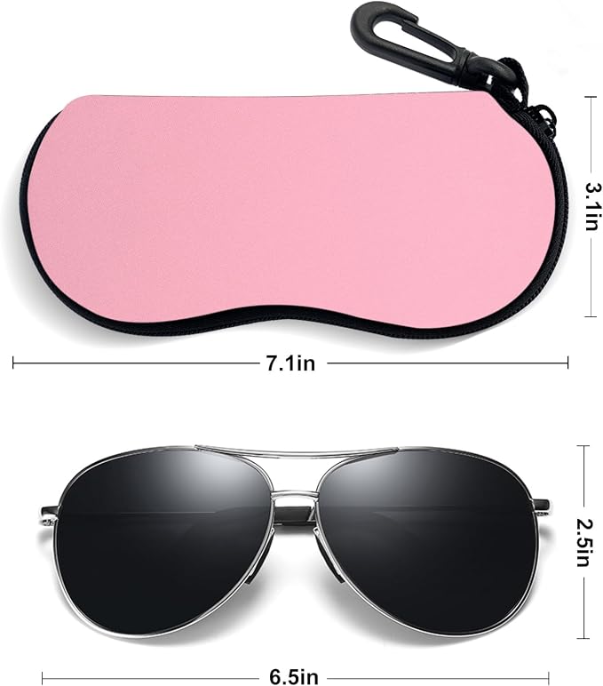 Sunglasses Soft Case, Ultra Light Portable Neoprene Zipper Glasses Case for Men Women