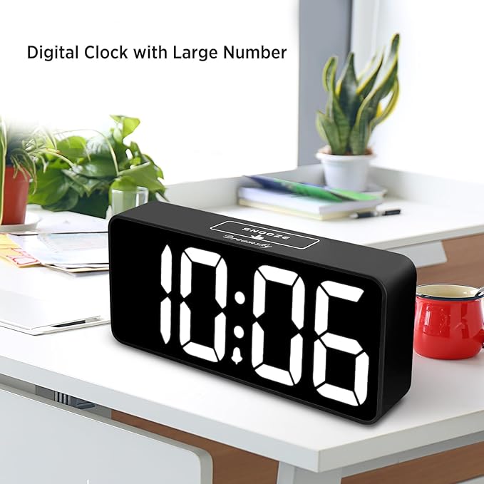 DreamSky Large Digital Alarm Clock Big Number for Seniors/Visually Impaired | 9 Inches Electric Clocks for Bedroom, Jumbo Display Fully Dimmable Brightness, USB Ports, Adjustable Alarm Volume