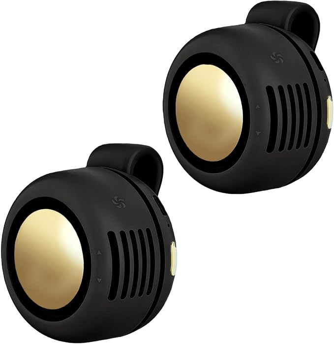Portable Clip-On Fan, Mini USB Rechargeable 360° Rotatable Fan, Personal Fan 3-Speed Silent Mini Bladeless Fans (2 pack(Black+Black))
