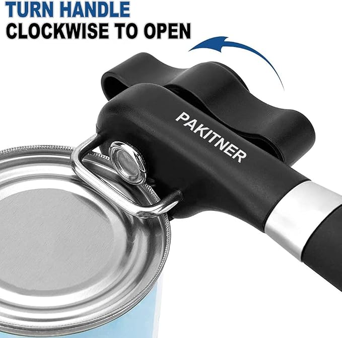 PAKITNER- Safe Cut Can Opener, Smooth Edge Can Opener - Handheld Easy Turn Knob, Manual Can Opener, Ergonomic Smooth Edge, Food Grade Stainless Steel Cutting Tool for Kitchen & Restaurant