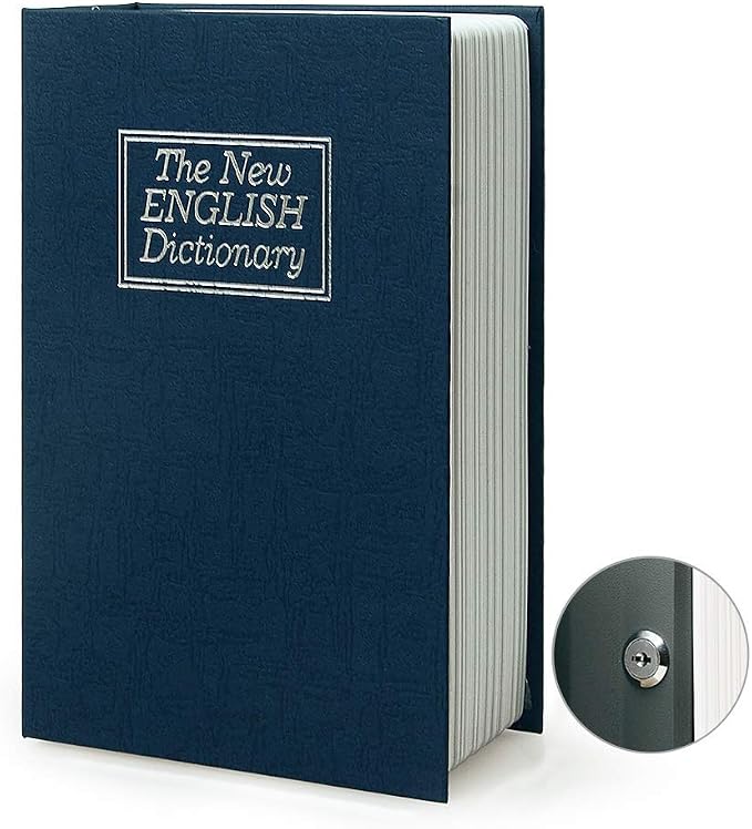 Diversion Book Safe Storage Box, Dictionary Secret Safe with Security Combination Lock/Key (Blue Dictionary)