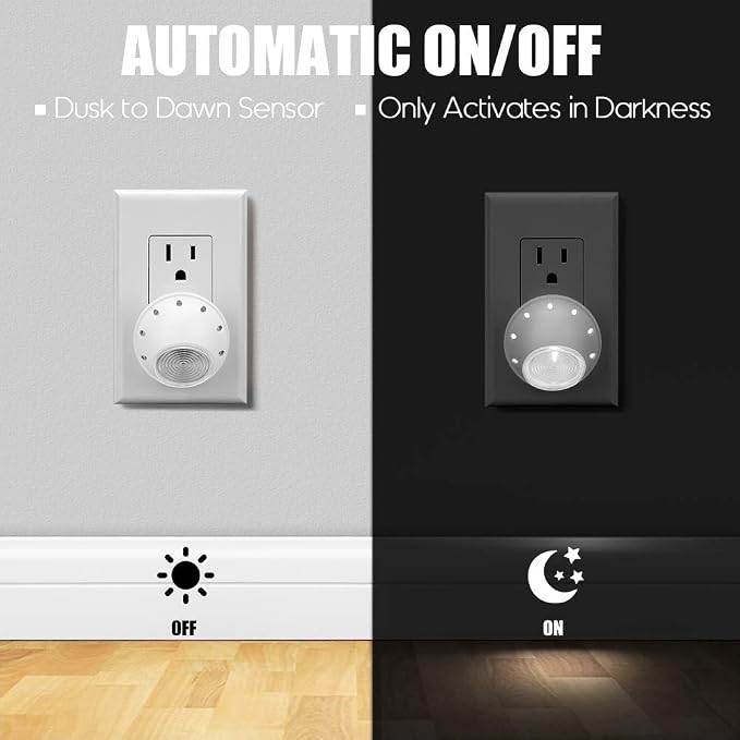 Emotionlite Plug-in LED Night Light Dusk to Dawn Sensor Neutral White 6 Pack