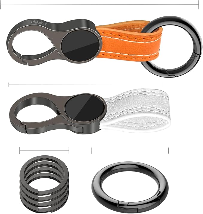 Idakekiy Key Chain with 4 Key Rings and Quick Release Carabiner Clip Leather Car Keychain for Men and Women