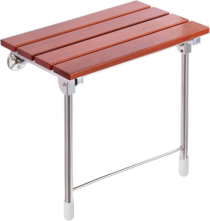 Folding Wall Mounted Shower Seat - Fold Down & Up, Handicap Bench for Elderly