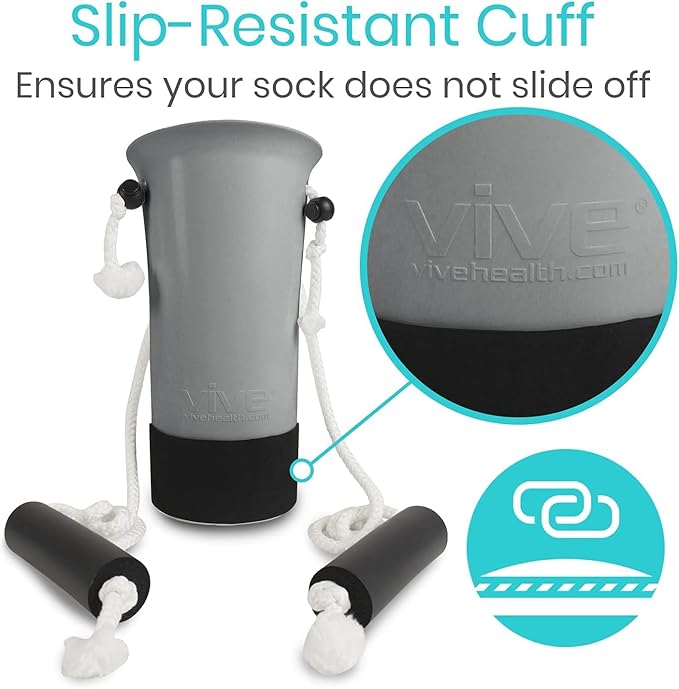 Vive Sock Aid Device for Seniors and Shoe Horn Kit - Sock Puller Aid Easy On and Off - Shoe Horn Long Handle - Adjustable