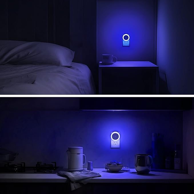 Briignite 2 Pack Blue Night Light, LED Night Lights for Kids, Plug in NightLight, Light Sensor Night Lights, Smart Night Light, Hallway Lights, Wall Light, Nightlight for Adult, Blue Light, 0.6W 60LM