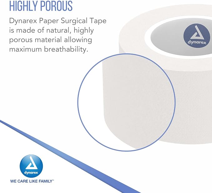 Dynarex Paper Surgical Tape, 1 in x 10 yds, 12 Rolls/Box, 12 Boxes