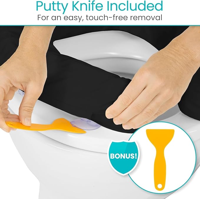 Vive Toilet Seat Cushion (Soft Cushioned Foam) - Easy Clean Padded Bathroom | Attachment - Elongated, Standard Seats - Comfort and Support Donut for Handicap, Adults (2" Cushioned Foam, Black)