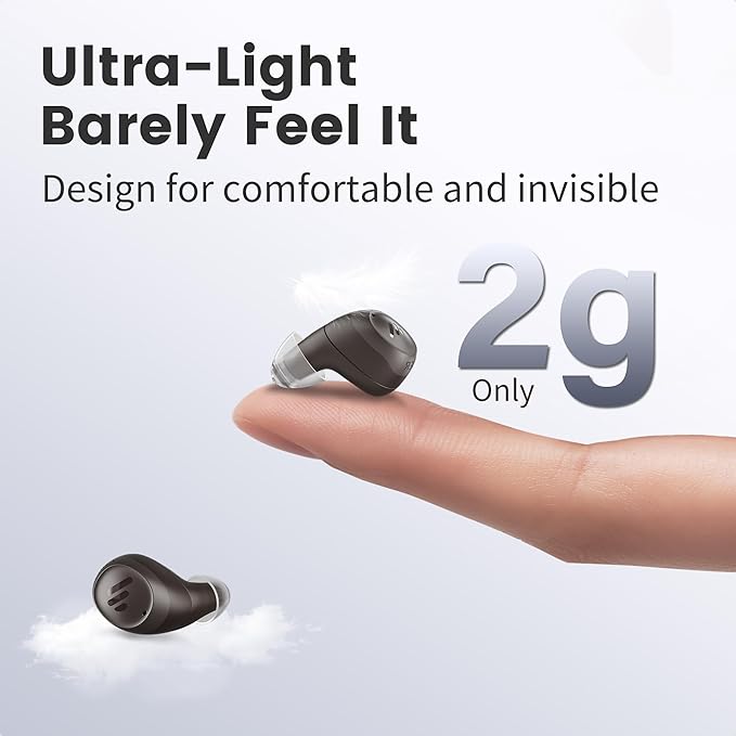 Edifier Bluetooth OTC Hearing Aids for Seniors, APP Control, Bluetooth In the ear Hearing Aids, Nearly Invisible Hearing Aid, Rechargable Comfort Design Wireless Music Phone Call (Brown) (H Brush)