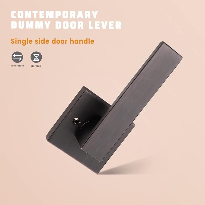 KNOBWELL 6 Pack Single Sided Heavy Duty Dummy Door Handle Door Leversets, Dummy Lever for Both Right/Left Handed Doors, Oil Rubbed Bronze Finish 0.93 lb One Lever